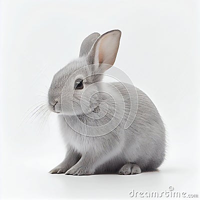 Beautiful Rabbit on White Background for Invitations and Posters. Stock Photo