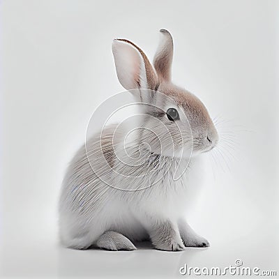 Beautiful Rabbit on White Background for Your Easter Greeting Cards. Stock Photo