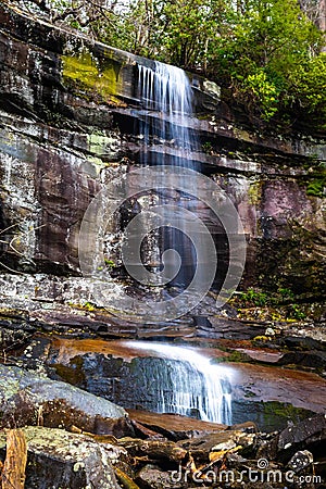 Beautiful Rainbow Falls at Great Smoky Mountains National Park Stock Photo