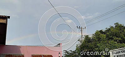 Beautiful rainbow in my house in the afternoon Editorial Stock Photo