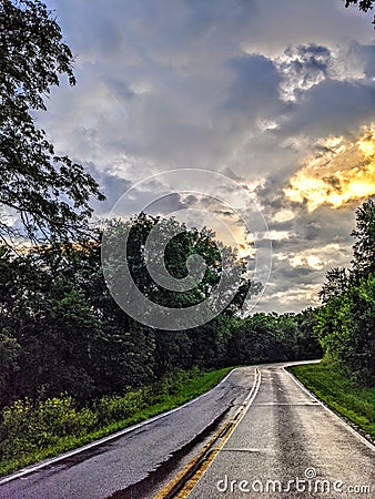 Beautiful Rainy Morning from a Highway Stock Photo