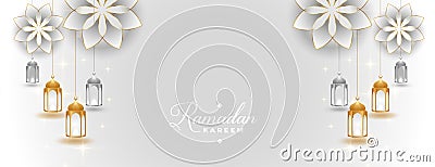 Beautiful ramadan kareem banner in arabic islamic style Vector Illustration