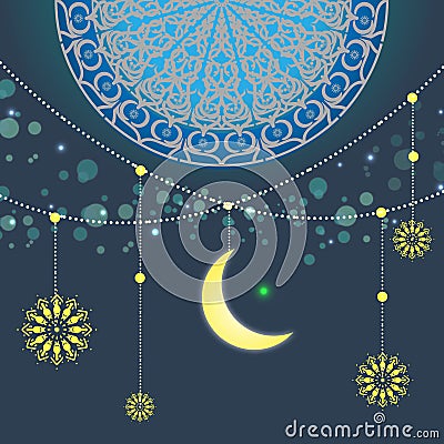 Beautiful ramadan kareem greeting card design with mandala art Vector Illustration