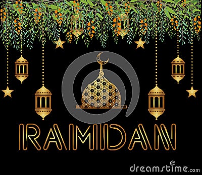 Beautiful Ramadan Kareem Vector Background Illustration Vector Illustration