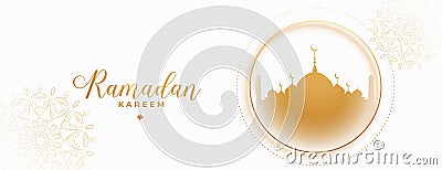 Beautiful ramadan kareem white and golden banner design Vector Illustration