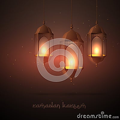 Beautiful ramadan lamps hanging Vector Illustration