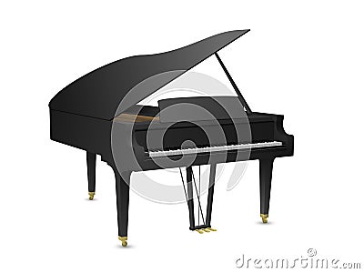 Beautiful realistic detailed colorful shaded black grand piano vector Vector Illustration