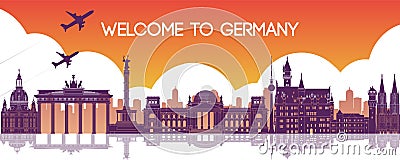 Beautiful and realistic of famous landmark of Germany,travel destination Vector Illustration