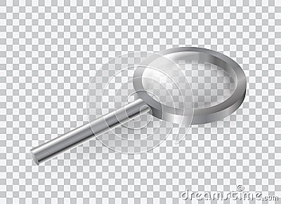 Beautiful realistic vector of a metal magnifying glass on transparent background Vector Illustration