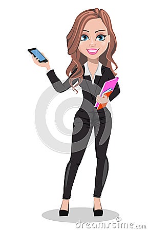 Beautiful realtor woman. A real estate agent Vector Illustration
