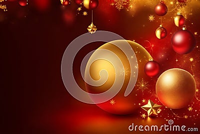 beautiful red background with gold christmas elements with space for text Stock Photo