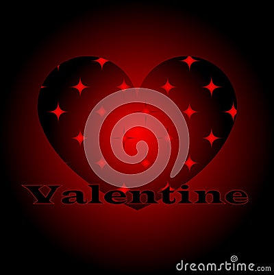 Beautiful red black background Valentine's day with heart. Vector Illustration