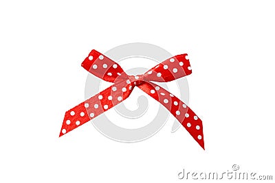 Beautiful red bow with polka dot pattern Stock Photo