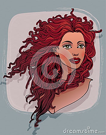 Beautiful red curly haired woman Stock Photo