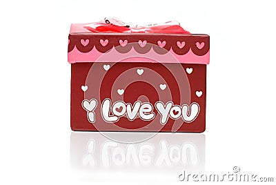 Beautiful red gift box isolated Stock Photo