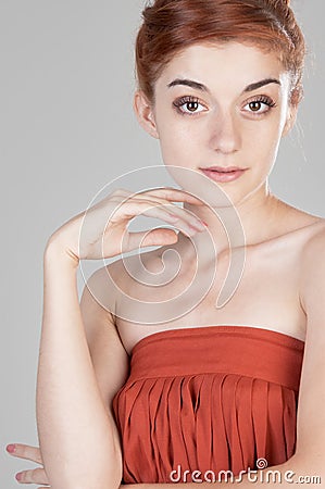 Beautiful red haired girl of nineteen Stock Photo