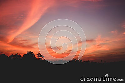 Beautiful sunset with jagged clouds Stock Photo