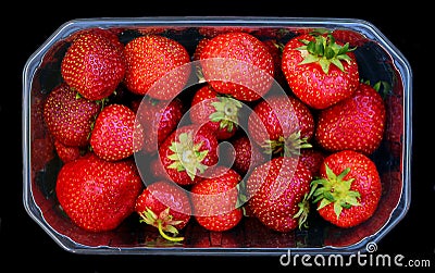 Beautiful red strawberries in a box Stock Photo