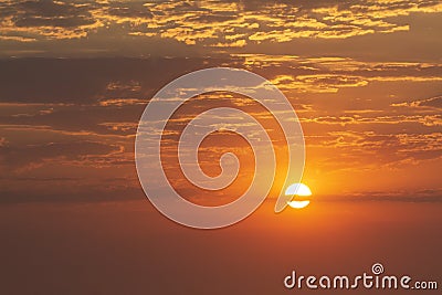 Beautiful red sunset, dark clouds on the horizon Stock Photo