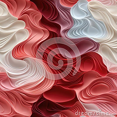 Beautiful red and white swirling paper abstract pattern (tiled) Stock Photo