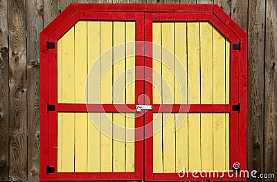 Beautiful Red and Yellow Barn Doors Stock Photo