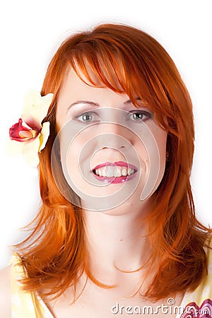 Beautiful redhair woman close up style portrait Stock Photo