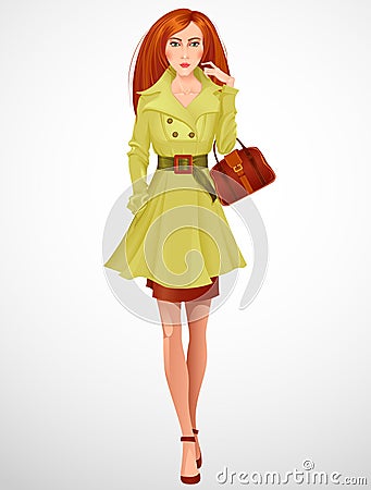 Beautiful redhaired woman Vector Illustration