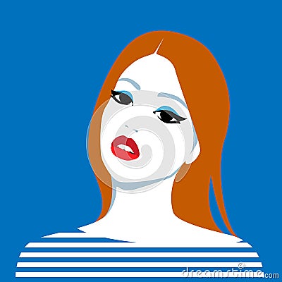 Beautiful redhead girl Vector Illustration