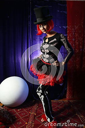 Beautiful redhead performer Stock Photo