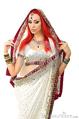 https://thumbs.dreamstime.com/x/beautiful-redhead-sexy-woman-traditional-indian-sari-clothing-young-bridal-makeup-oriental-jewelry-girl-bollywood-59023828.jpg