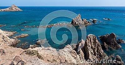 Beautiful reefs of the Natural Park of Cabo de Gata - Nijar called `Arrecife de las Sirenas` Stock Photo