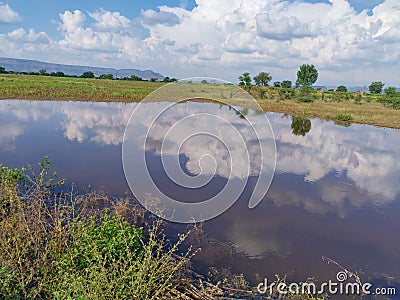 This is the beautiful reflection cloudy sky Stock Photo