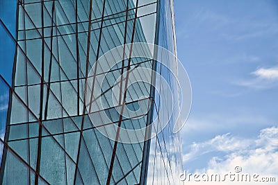 Beautiful reflection in modern glass wall . Building glass Editorial Stock Photo