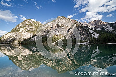 Beautiful reflections at Lake Prags Stock Photo