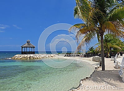 Beautiful and relaxing ocean view of gazebo Editorial Stock Photo