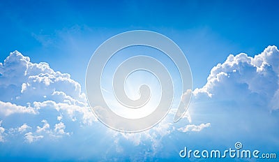 Beautiful religious image - bright light from heaven, light of hope and happyness from skies Stock Photo