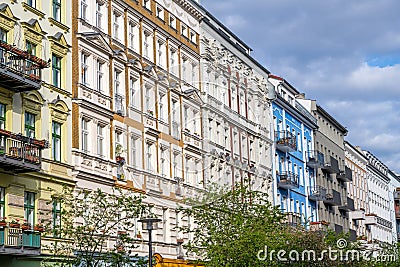 Beautiful renovated old apartment buildings Stock Photo