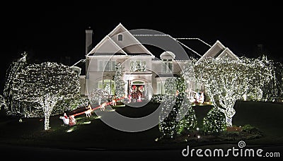 Beautiful Reston Christmas Home Stock Photo