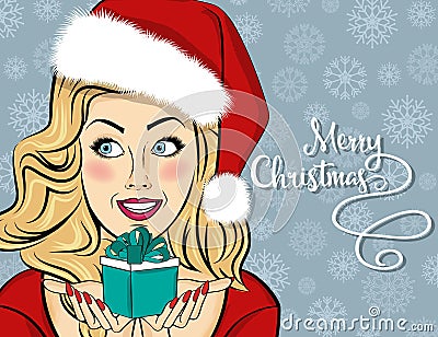 Beautiful retro Christmas card with Santa Vector Illustration