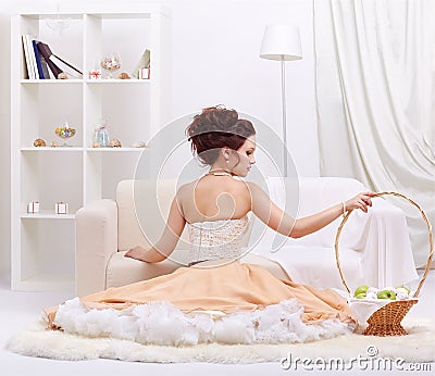 Beautiful retro girl Stock Photo