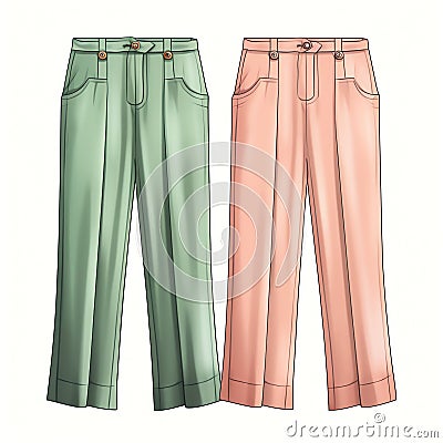 beautiful retro High-waisted pants clipart illustration Cartoon Illustration