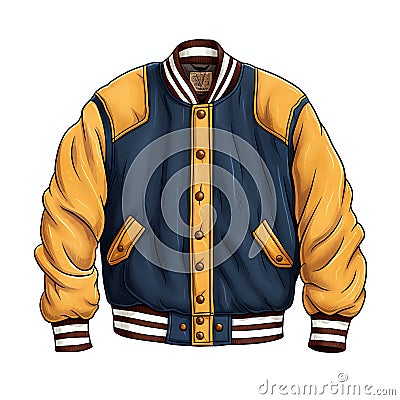 beautiful retro Letterman jacket clipart illustration Cartoon Illustration