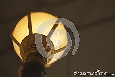 Stylish hang round ceiling luxury beautiful retro edison light lamp sit. Stock Photo