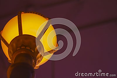 Stylish hang round ceiling luxury beautiful retro edison light lamp sit. Stock Photo