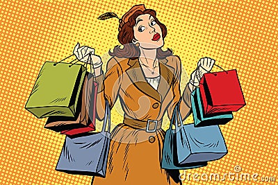 Beautiful retro woman on sale Vector Illustration