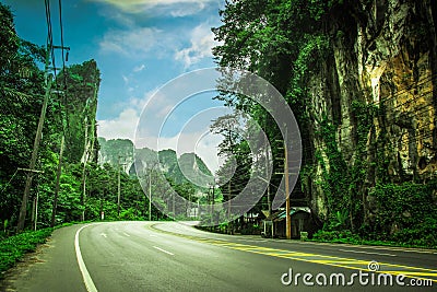 Beautiful road with beautiful mountain Stock Photo
