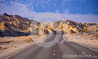 Beautiful road through the Death Valley National Park in California - DEATH VALLEY - CALIFORNIA - OCTOBER 23, 2017 Editorial Stock Photo