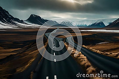 Beautiful road in the incredible landscapes of Iceland Stock Photo