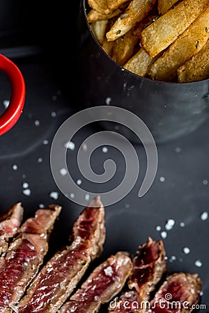 Beautiful roast beef seen from above Stock Photo