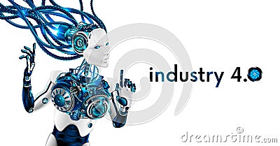 Beautiful Robot woman with AI. Artificial intelligence robot or cyborg female. Vector Illustration